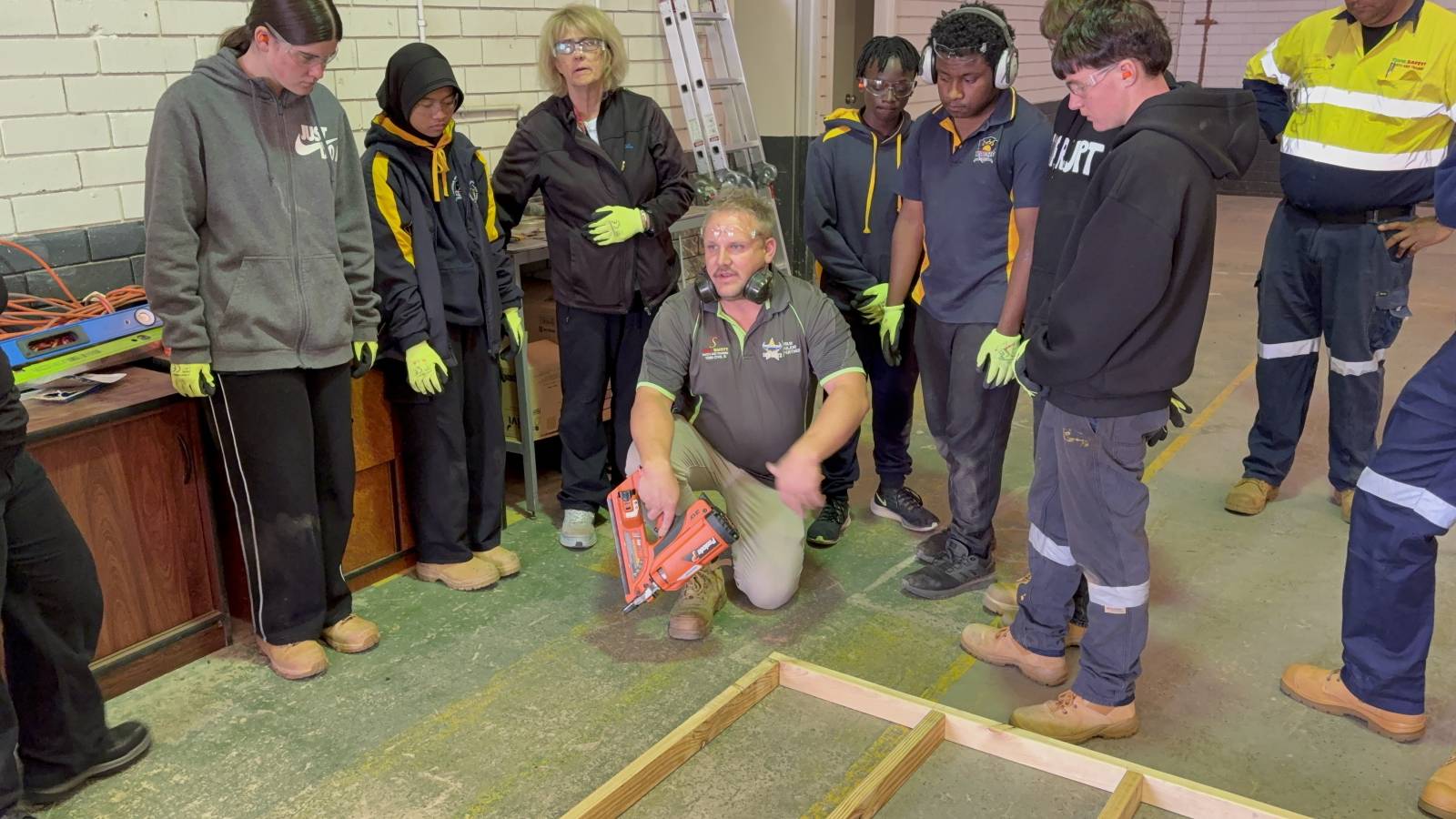 Civil Safety trainer Justin with the first cohort of students