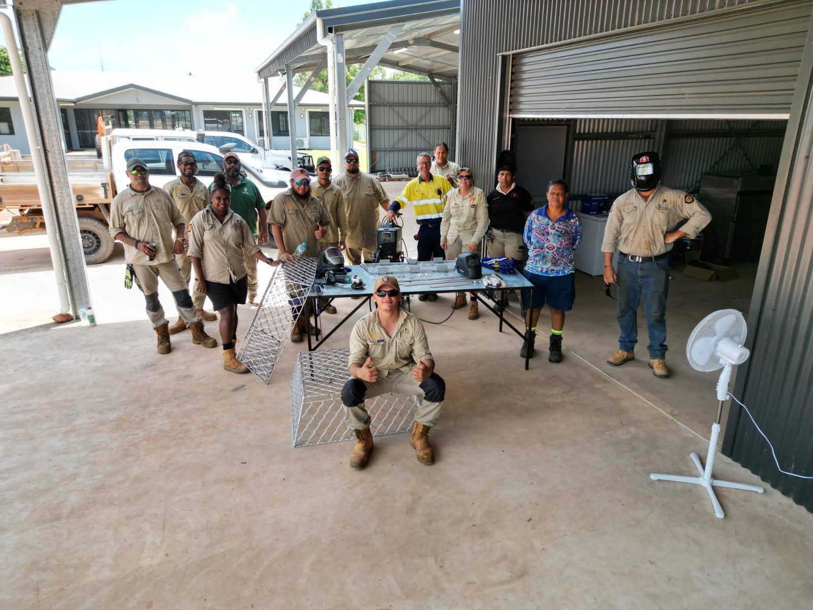Students from Mapoon and Nanum Wungthim Land and Sea Ranger groups with Civil Safety trainer Rudi